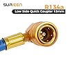 SURIEEN R134A Refrigerant Charge Hose Kit, Car AC Air Conditioning Charging Refrigerant Recharge Hose Kit with Gauge, R12/R22 to R134A Low Pressure Retrofit Valve for R12 R22 Port #5