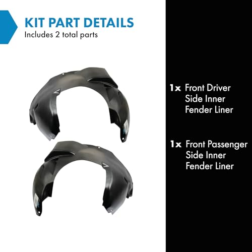 Image of TRQ Front Driver and Passenger Side Inner Fender Liner Set Compatible with 2005-2007 Jeep Grand Cherokee