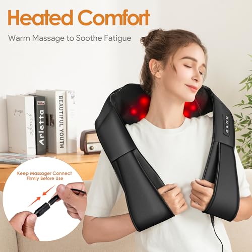 Brelley Massagegerät, Nackenmassagegerät mit Wärme 3D Massage, Rückenmassagegerät, Shiatsu Massage für Nacken, Rücken, Beine, Geschenke für Frauen, Männer