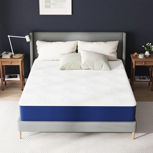 PurrJoys Queen Mattress, 12 Inch Hybrid Mattress in a Box with Gel Memory Foam, Pocket Innerspring, Pressure Relief, Motion Isolation, Non-Fiberglass - Mattress Queen Size