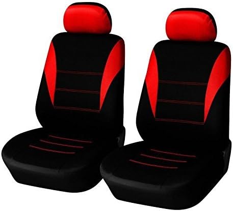 2 x Car Front Seat Covers Red Black Protective Covers New Polyester High Quality