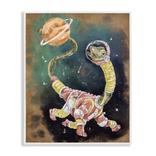 Dinosaur Space Nursery Adventure, 11 x 14 Inch Framed Giclée Print