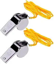 Apito Profissional de Metal com Cordão – Kit com 2 Unidades para Esportes, Treinamentos, Árbitros e Segurança