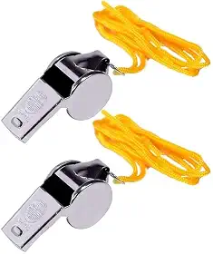 Apito Profissional de Metal com Cordão – Kit com 2 Unidades para Esportes, Treinamentos, Árbitros e Segurança
