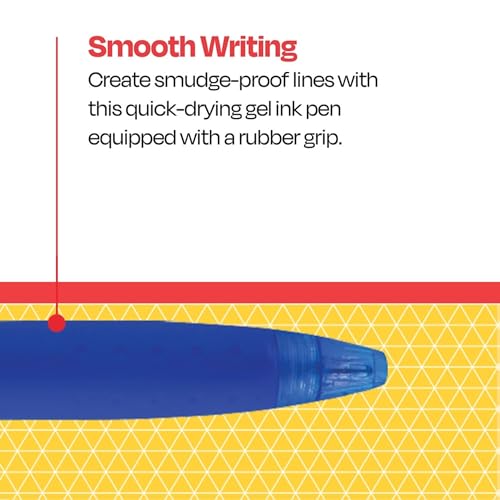 School Smart Bolígrafos retráctiles de tinta híbrida azul x12 miniatura 4