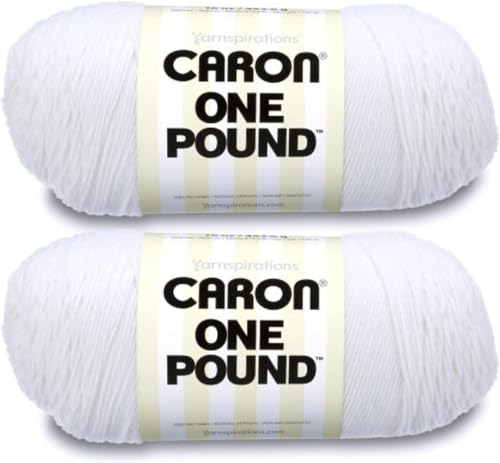Image of Caron One Pound White Yarn of 454g /16oz - Acrylic - 4 Medium (Worsted) - 812 Yards - Knitting /Crochet (Pack of 24)
