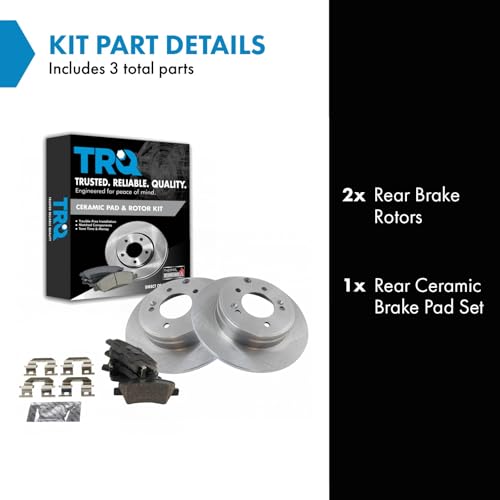 Image of TRQ Rear Brake Pad and Rotor Set Ceramic Solid Rotors