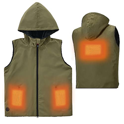 アイリスオーヤマ 電熱ベスト レディース FNCT 速暖30秒 洗濯可能 加熱ベスト 温熱ベスト ヒーターベスト ヒートウェア 保温 防風 撥水 反射材 バイク 軽量 カーボンナノチューブヒーター フード付き Lサイズ カーキ/グレー