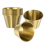 QUARKZMAN 10 Stück Edelstahl Schalen 2.5OZ Kleine Metall Dip Schalen Servierschalen Gewürzschalen Für Zuhause Party Restaurant Picknick Reisen Rund Gold
