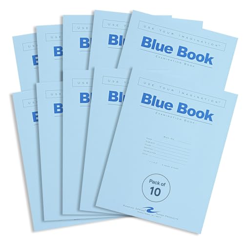 Cahier d'examen bleu pour test scolaire à lignes larges Roaring Spring 8 pages