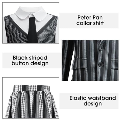 Disfraz de anime niña 3 piezas blazer camisa falda miniatura 5