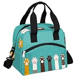 Cute Cat Paw Print Insulated Lunch Bag for Women/Men Lunch Box with Adjustable & Removable Shoulder