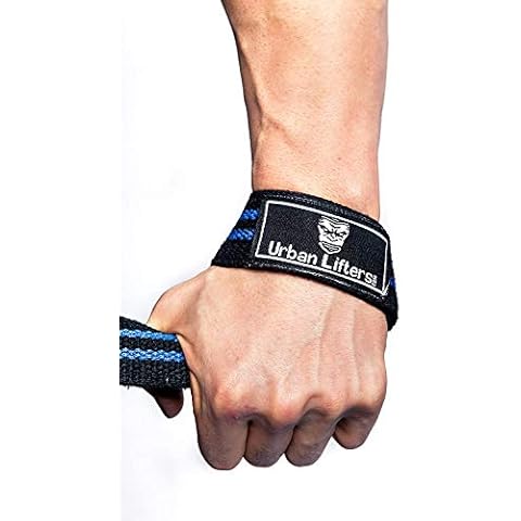Urban Lifters Weight Lifting Straps, Heavy Duty Straps with thick Padded Neoprene. Non Slip Material. Perfect for Bodybuilding, Powerlifting, Weightlifting & Deadlifts. Sold as pair. (Black/Blue) Cover