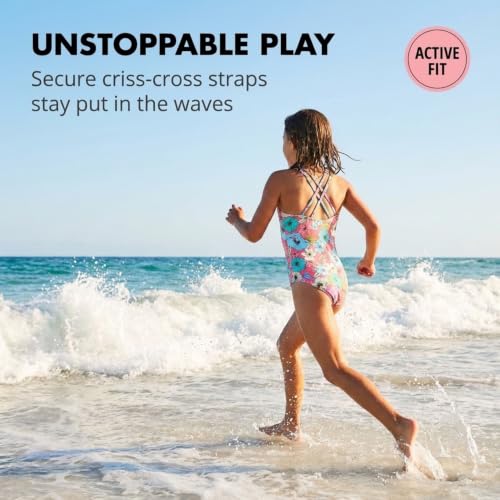 Image of Kanu Surf Girls' Reese UPF 50 Beach Sport Criss-Cross One Piece Swimsuit