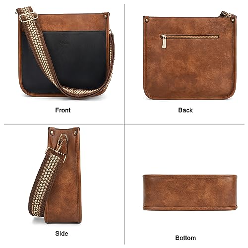 Image of HKCLUF Crossbody Bag Purse for Women 2PCS /Set Leather Hobo Handbag Wallet Set With 2Adjustable Guitar Strap Shoulder Bag | Purse