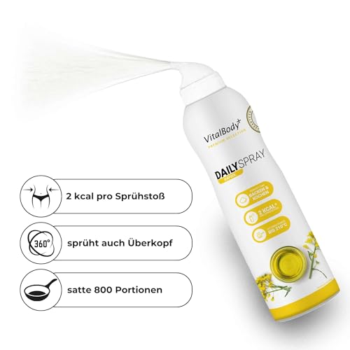 VitalBody+ SUPPLEMENTS VitalBody+ DailySpray, Rapsölspray zum Braten, Grillen & Backen, 800 Portionen, 2 kcal pro Sprühstoß, ideal zum Abnehmen, Non-Stick Cooking Spray, Trennspray, zertifiziert & laborgeprüft - Zusatzansicht 4 | Öl & Essig