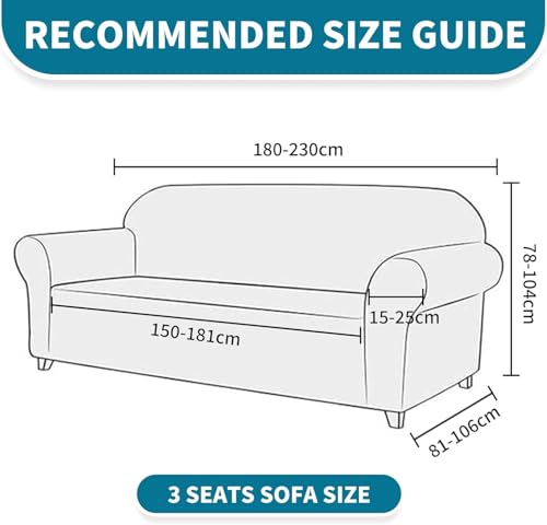 YSTELLAA High Stretch Sofa Überzug 3 Sitzer, Couch Bezug rutschfest, Universal Sofahusse Elastische, Couchüberzug Sofaschutz Katze Durable, Waschbare Sofa Covers Mit Armlehnen, Dunkelgrau
