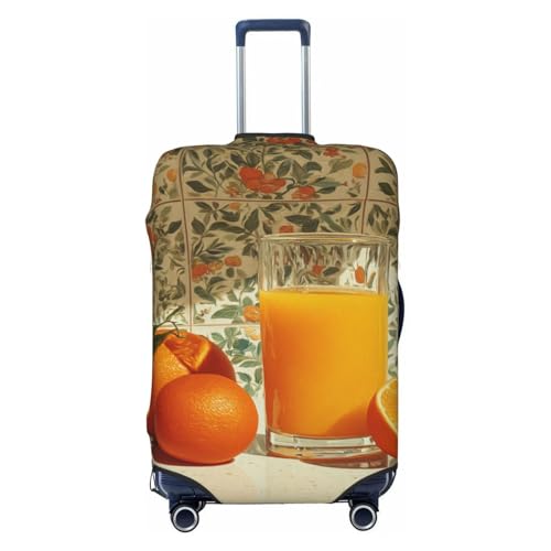 Glass Of Orange Juice Vintage Elastic Travel Luggage Covers Dustproof Scratch-Resistant Suitcase Protector Fit 22-24 Inch