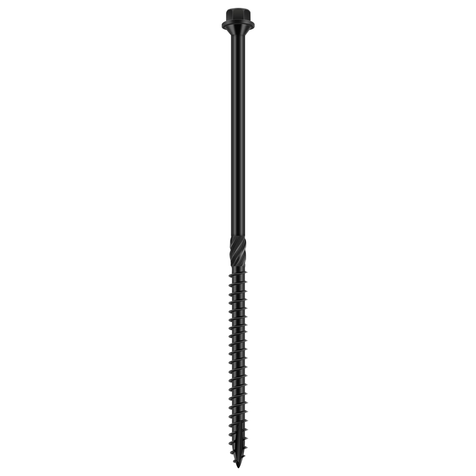 6 inch Hex Exterior Structural Wood Lag Screws (50 Pack), 1/4'' x 6'' Black Outdoor Lag Bolts, Heavy Duty for Timber, Deck Framing, Patios, Fence