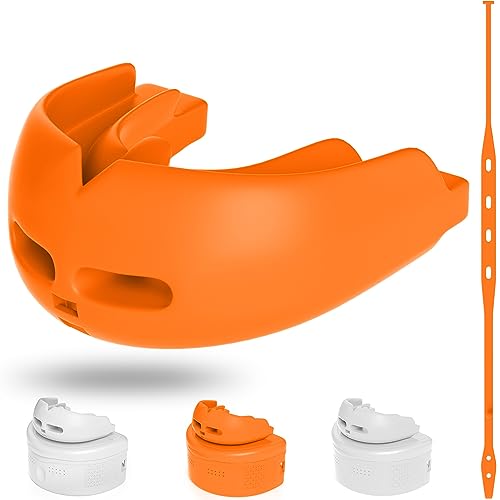 4Pcs Football Mouth Guard for Braces, Youth Adults Sizes, Football Mouthguard for Braces with Strap, Braces Mouth Guard for Sports with Strap, Boxing, Soft Premium Quality No Boiling,Rugby,Hockey