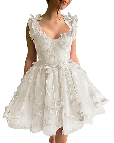 Robe de soirée en tulle papillon 3D écru : le confort en taille 44