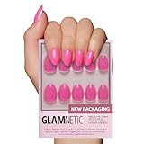 Glamnetic Press On Nails - Hot Pink | Opaque Bright Neon Pink Short Oval Fake Nails, Salon Quality | 15 Sizes - 30 Nail Kit with Glue