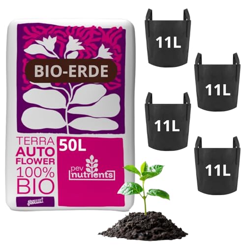 Terreau pour autofloraison – Terreau spécial 100 % organique (50 l) pour plantes automatiques, sans tourbe, convient pour l'intérieur et l'extérieur