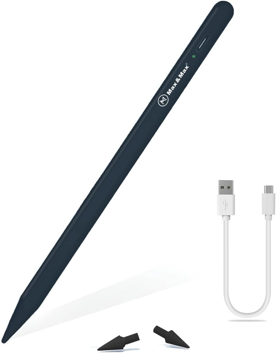 Max & Max Stylus Pen for Touch Screen Rechargeable, Smooth touch pen for mobile screen Drawing Handwriting (Black Palm Rejection)