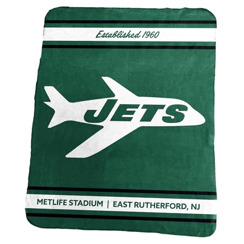 Logo Brands Pro Football Classic Fleece Throw Blanket - 50" x 60" (New York - Jets Throwback)