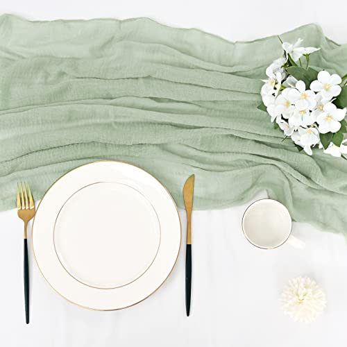 12 Pack Sage Green Cheesecloth Table Runner 10Ft Boho Gauze Cheese Cloth Table Runner Boho Rustic Decorations For Wedding Reception Bridal Shower Baby Shower Party Table Decorations #TOP5