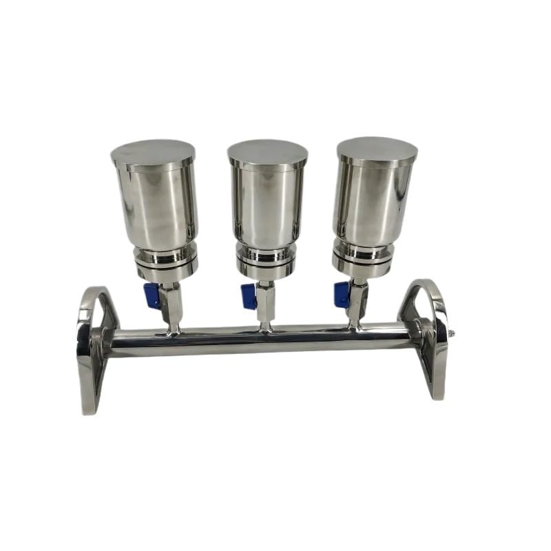 SUS316 Three-Unit Solvent Filtration Device Lab 3-Branch Autoclaved Manifolds Vacuum Filtration W/Stainless Steel Funnel 300ml