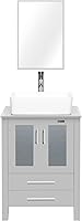 Vista 37 de eclife Tocador de Baño Moderno de 24" Combo Lavabo Gabinete Independiente con Puerta de Cierre Suave, Sin Lavabo de Recipiente, Grifo, Desagüe
