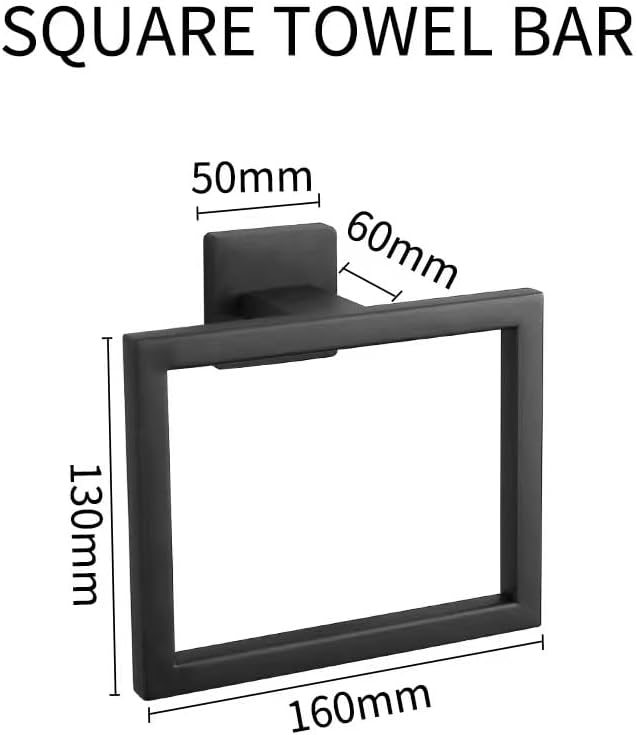 Miniatura 6 de Juego de accesorios de baño de 5 piezas, kit de accesorios de baño de acero inoxidable, incluye toallero, soporte para papel higiénico, anillo de