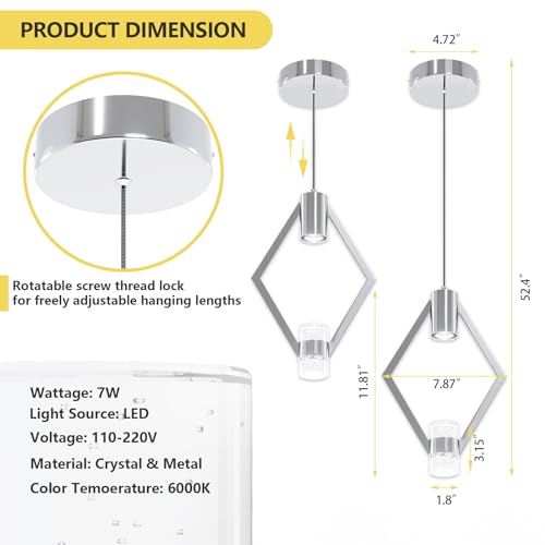 Espird L18-P-3 3Pcs Pendant Lights Kitchen Island - Silver Hanging Light thumb #1
