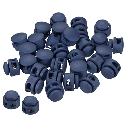 PATIKIL Cord Locks, 100 Pack Round Spring Toggle Stopper for Drawstring Bag Shoelaces Navy Blue, 17x16mm