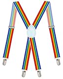 Dibi Adjustable X Back Suspenders, Men's Women's Suspenders for Tuxedo Dress Jeans Wedding Suspenders with Strong Clips (Rainbow)