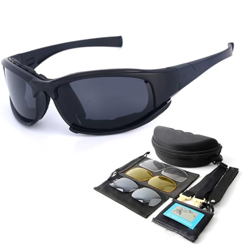 Amazon.co.uk MADGININE Cycling Glasses with 4 Pairs of Interchangeable Lenses - MTB Sports Sunglasses for Men and Women - Polarised Wind Protection in Transparent/Yellow/Mercury/Gray #ad