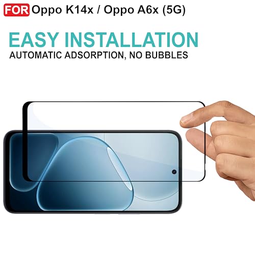 Image of CEDO Tempered Glass for Oppo K14x / Oppo A6x | Screen Protector Full HD Quality Tempered Glass Anti-Scratch Edge to Edge Coverage with Easy Installation Kit (Black)