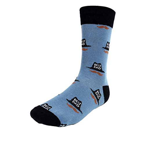 Urban-Peacock Men s Novelty Fun Crew Socks for Dress or Casual - (Best Dad - Blue, 1 Pair)