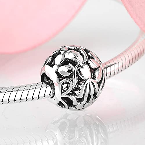 DTTVY 100% Authentic 925 Sterling Silver Ribbon U-Shape Chocolate Heart Family Beads Fit Original JIUHAO DIY Bracelet Jewelry Making (Gem Color: PC0141)