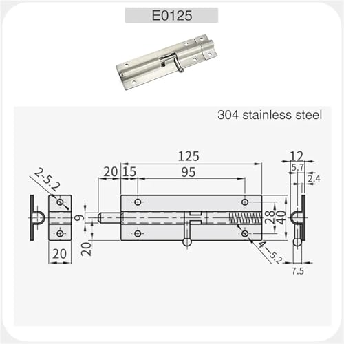 Verrou à baïonnette 4 pouces en acier inoxydable E0-125 avec porte-cadenas