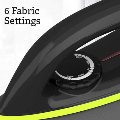 Image of Crompton Neoglide 1000 W Dry Iron with American Heritage Non-Stick Soleplate, Curved LargeSoleplate Design, 360 Swivel Cord, 6 Fabric Settings, 2 Year Warranty, Iron Press