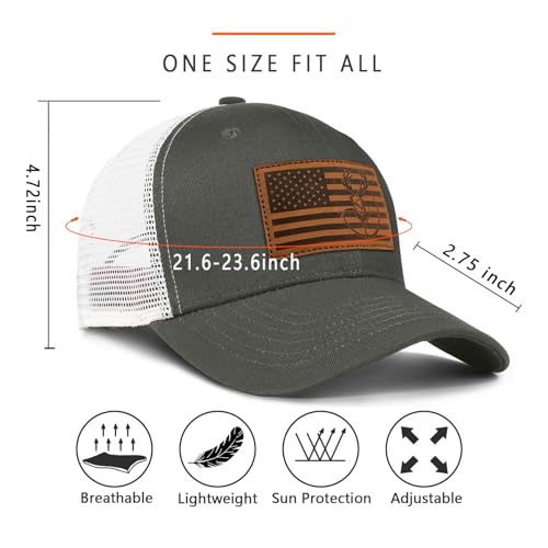 Image of Mens Hat Snapback Trucker Hats Outdoor Gifts for Men Dad Husband Father's Day Leather Pattern Baseball Cap