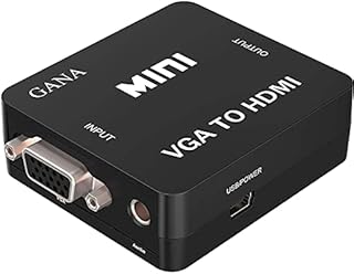 VGA to HDMI, GANA 1080P Full HD Mini VGA to HDMI Audio Video Converter Adapter Box with USB Cable and 3.5mm Audio Port Cable Support HDTV for PC Laptop Display Computer Mac Projector (Black)…