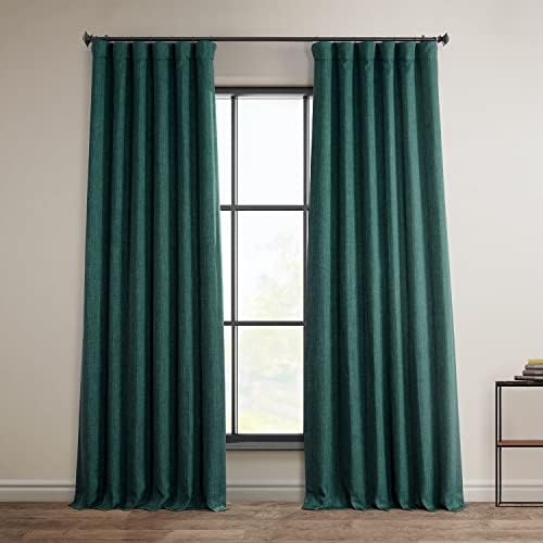 HPD Half Price Drapes BOCH-LN185-P Faux Linen Room Darkening Curtains for Bedroom (1 Panel), 50 X 108, Sea Thistle