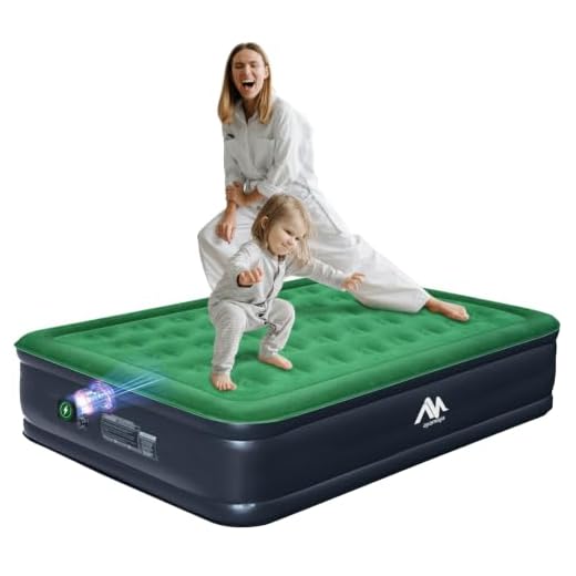 AYAMAYA Queen Camping Air Mattress with Built-In & Detachable Electric Pump -Portable 16 Inch Luxury Double High Inflatable Airbed,Self Inflating Air Mattress,No Power Outlet Needed for Camping & Home