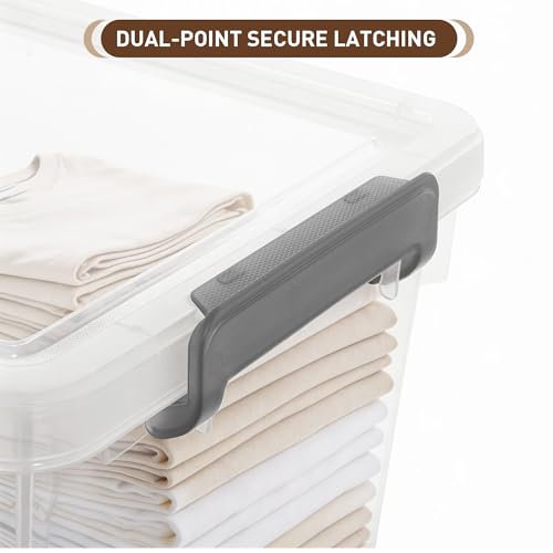 Citylife-33-Qt-Ultra-Thick-Plastic-Clear-Storage-Bins-with-Lids-4-Pack-Heavy-Duty-Straight-Wall-Plastic-Bins-with-Honeycomb-Base-and-Pinch-Free-Latches-for-Closets-Garages-and-Decor-BPA-Free