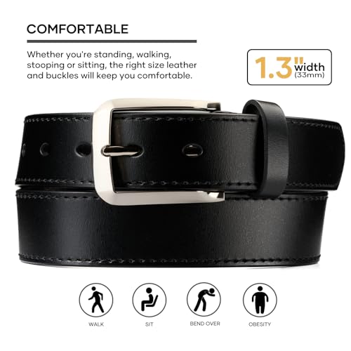 Genuine Leather Classic Casual Belts for men, Mens Handmade Heavy Duty Work Belts 1.5 inches Wide.4