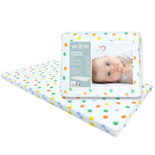 baby idea Materasso Lettino Campeggio Sfoderabile Pieghevole Traspirante a Norma EN16890:2017 Federa100% Cotone Oeko-tex® Interno Certificato Certipur™ 60x120x4 OMAGGIO Borsa da Viaggio (Carioca)