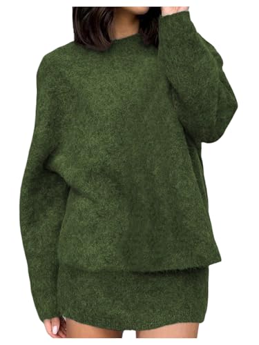 Verdusa Women's Sweater Skirt Set 2 Piece Pullover Sweaters with